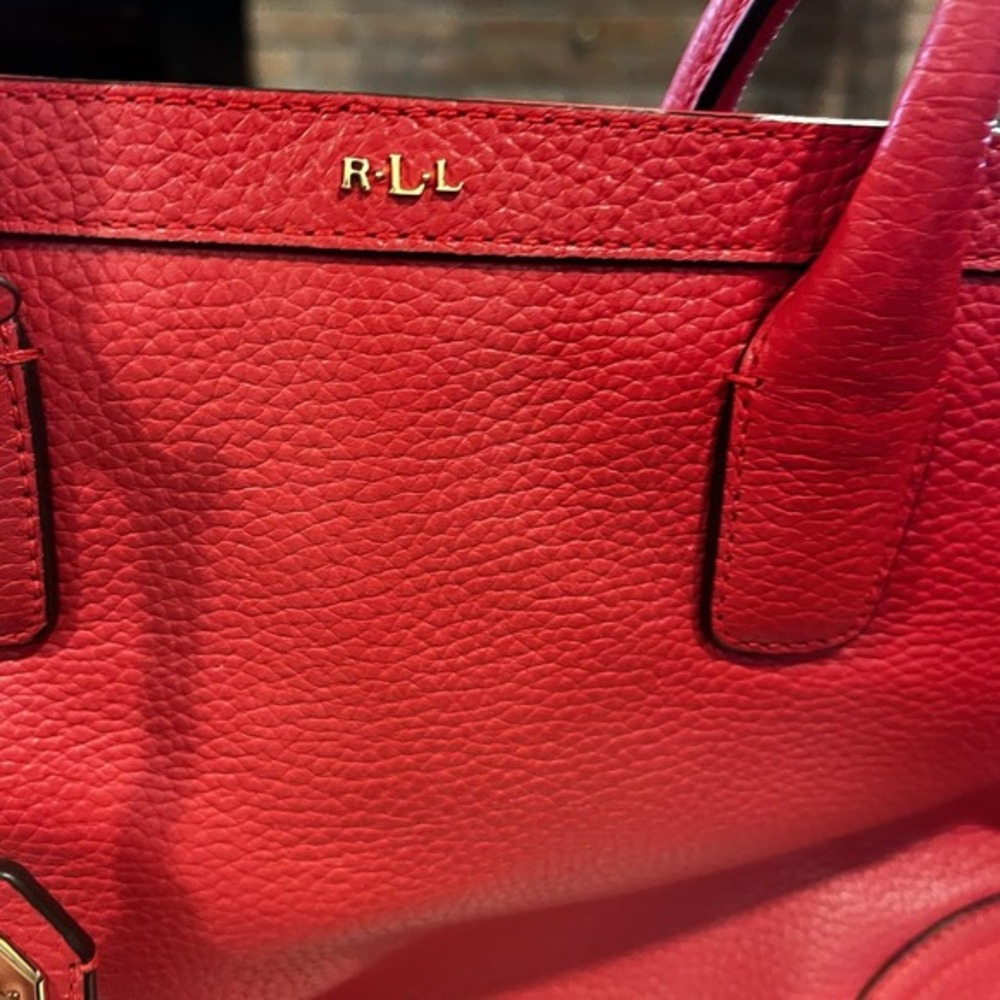 Lauren Ralph‎ Lauren Fairfield City Shopper Poppy Orange W Shoulder Strap Preppy - Picture 4 of 7